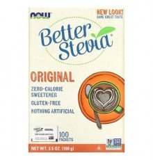 NOW Foods, Better Stevia, Zero-Calorie Sweetener, Original, 100 Packets, 3.5 oz (100 g)
