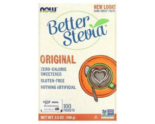 NOW Foods, Better Stevia, Zero-Calorie Sweetener, Original, 100 Packets, 3.5 oz (100 g)
