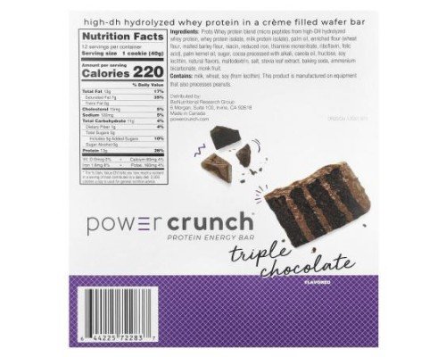 BNRG, Power Crunch® Protein Energy Bar, Triple Chocolate, 12 Bars, 1.4 oz (40 g) Each