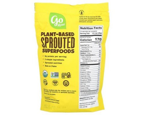 Go Raw, Organic Sprouted Sunflower Seeds with Sea Salt, 14 oz (397 g)