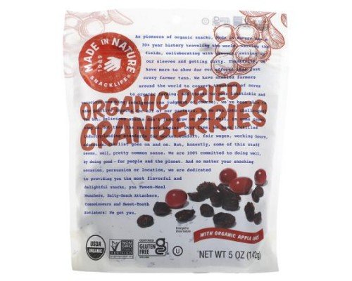 Made in Nature, Organic Dried Cranberries, With Organic Apple Juice, 5 oz (142 g)