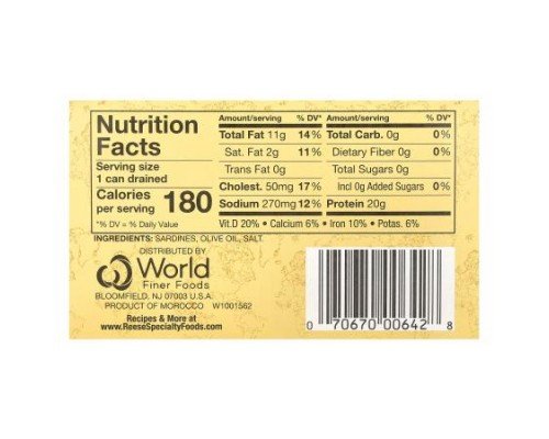 Reese, Skinless & Boneless Sardines in 100% Olive Oil, 4.4 oz (124 g)
