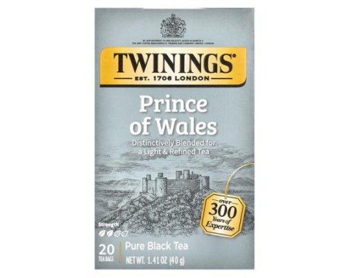 Twinings, Pure Black Tea, Prince Of Wales, 20 Tea Bags, 1.41 oz (40 g)