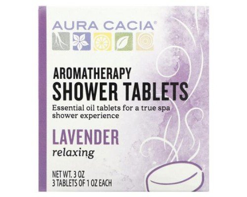 Aura Cacia, Aromatherapy Shower Tablets, Lavender, 3 Tablets, 1 oz Each