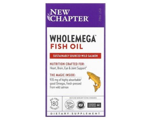 New Chapter, Wholemega Fish Oil, 180 Softgels