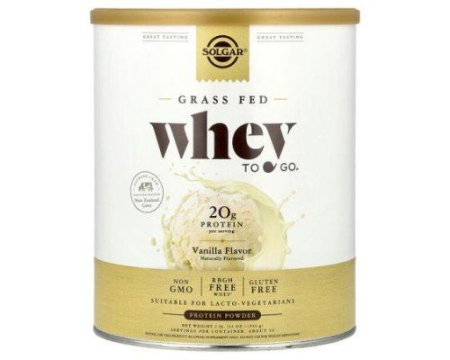 Solgar, Grass Fed Whey To Go®, Protein Powder, Vanilla, 2 lb (936 g)