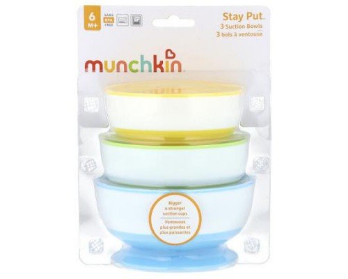Munchkin, Stay Put™, Suction Bowls, 6 Months+, 3 Count