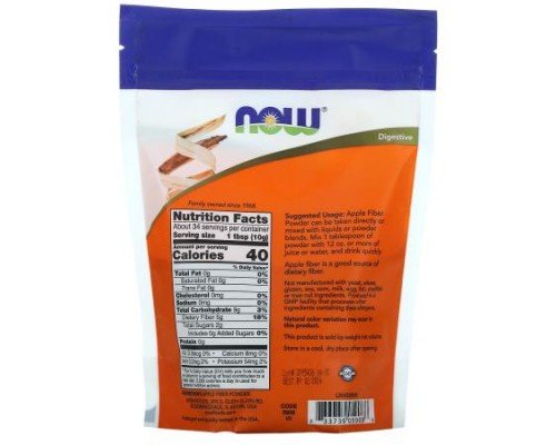 NOW Foods, Apple Fiber, Pure Powder, 12 oz (340 g)