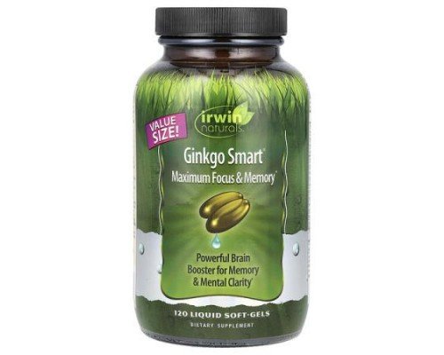 Irwin Naturals, Ginkgo Smart®, Maximum Focus & Memory, 120 Liquid Soft-Gels