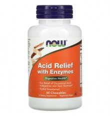 NOW Foods, Acid Relief with Enzymes, 60 Chewables
