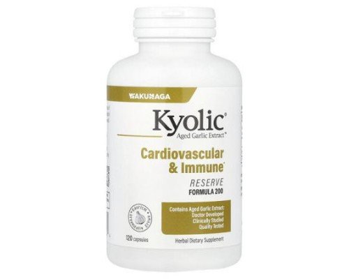 Kyolic, Aged Garlic Extract™, Cardiovascular & Immune, Reserve Formula 200, 120 Capsules (600 mg per Capsule)