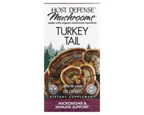 Host Defense, Mushrooms, Turkey Tail, 120 Capsules (0.5 g per Capsule)