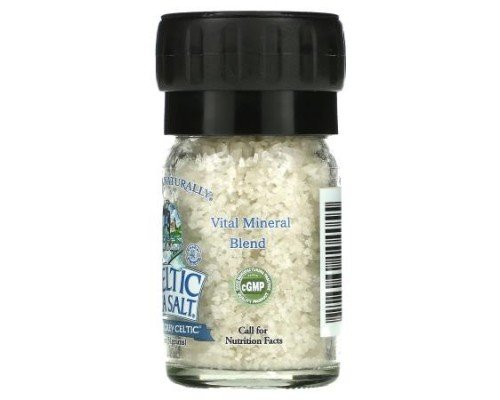 Celtic Sea Salt, Light Grey Celtic, Vital Mineral Blend, Mini Salt Grinder, 1.8 oz (51 g)