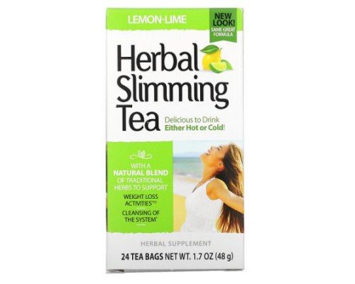 21st Century, Herbal Slimming Tea, Lemon-Lime, Caffeine Free, 24 Tea Bags, 1.7 oz (48 g)
