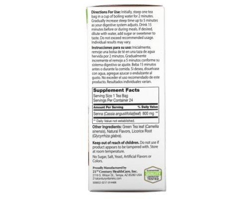 21st Century, Herbal Slimming Tea, Lemon-Lime, Caffeine Free, 24 Tea Bags, 1.7 oz (48 g)