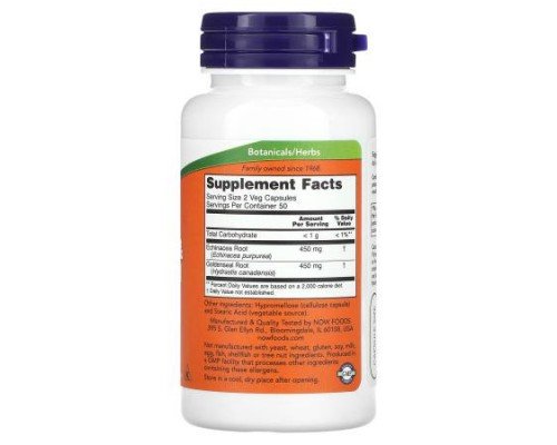 NOW Foods, Echinacea & Goldenseal Root, 100 Veg Capsules