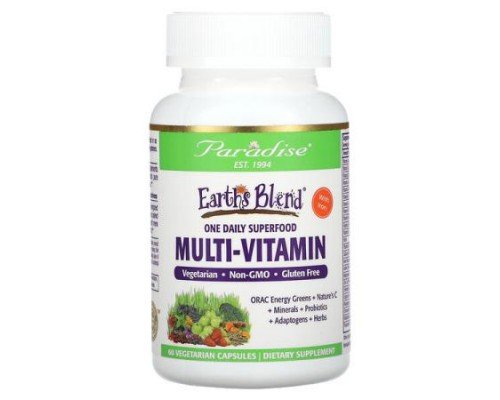 Paradise Herbs, Earth's Blend, One Daily Superfood Multi-Vitamin with Iron, 60 Vegetarian Capsules