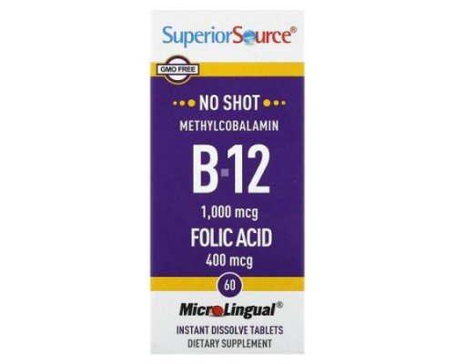 Superior Source, Methylcobalamin B-12, Folic Acid, 60 Instant Dissolve Tablets