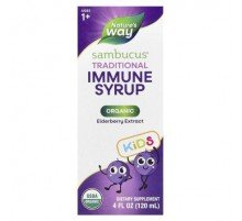 Nature's Way, Kids Sambucus®, Organic Traditional Immune Syrup, Ages 1+, 25 mg, 4 fl oz (120 ml)