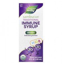 Nature's Way, Kids Sambucus®, Organic Traditional Immune Syrup, Ages 1+, 25 mg, 4 fl oz (120 ml)