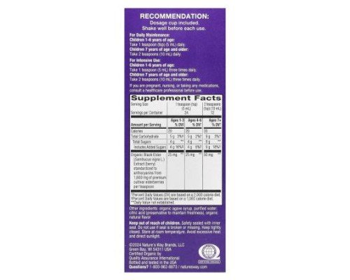 Nature's Way, Kids Sambucus®, Organic Traditional Immune Syrup, Ages 1+, 25 mg, 4 fl oz (120 ml)