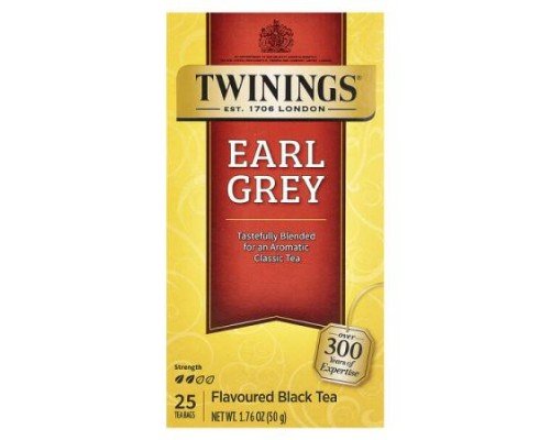 Twinings, Flavored Black Tea, Earl Grey , 25 Tea Bags, 1.76 oz (50 g)