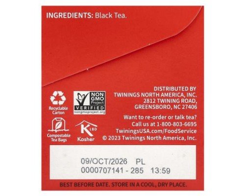 Twinings, Pure Black Tea, English Breakfast, 25 Tea Bags, 1.76 oz (50 g)