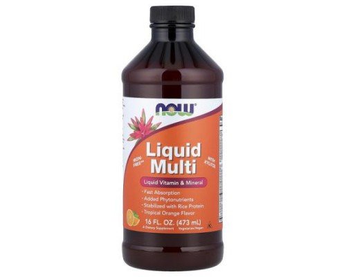 NOW Foods, Liquid Multi with Xylitol, Tropical Orange, Iron-Free, 16 fl oz (473 ml)