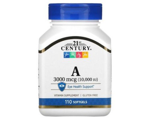 21st Century, Vitamin A, 3,000 mcg (10,000 IU), 110 Softgels