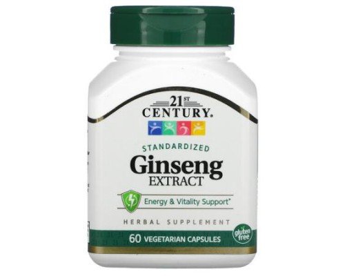 21st Century, Standardized Ginseng Extract, 60 Vegetarian Capsule (100 mg per Capsule)