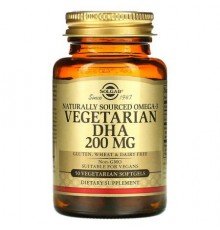 Solgar, Naturally Sourced Omega-3, Vegetarian DHA, 200 mg, 50 Vegetarian Softgels