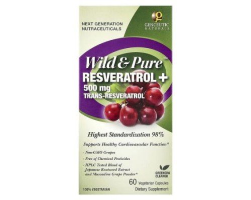 Genceutic Naturals, Wild & Pure™, Resveratrol+, 60 Vegetarian Capsules