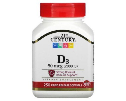 21st Century, Vitamin D3, 50 mcg (2,000 IU), 250 Softgels