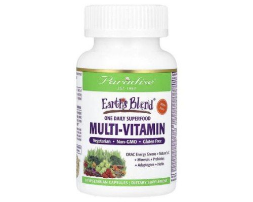 Paradise Herbs, Earth's Blend, One Daily Superfood Multi-Vitamin with Iron, 30 Vegetarian Capsules