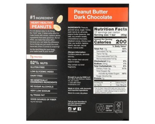 KIND Bars, Protein Bars, Peanut Butter Dark Chocolate, 12 Bars, 1.4 oz (40 g) Each
