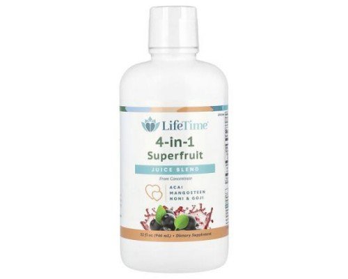 LifeTime Vitamins, 4-In-1 Superfruit Juice Blend, Acai, Mangosteen, Noni & Goji, 32 fl oz (946 ml)