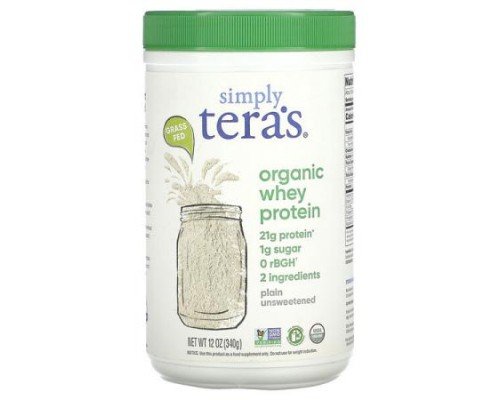 Simply Tera's, Organic Whey Protein, Plain Unsweetened, 12 oz (340 g)