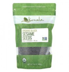 Kevala, Organic Black Sesame Seeds, Raw, Unhulled, 16 oz (454 g)