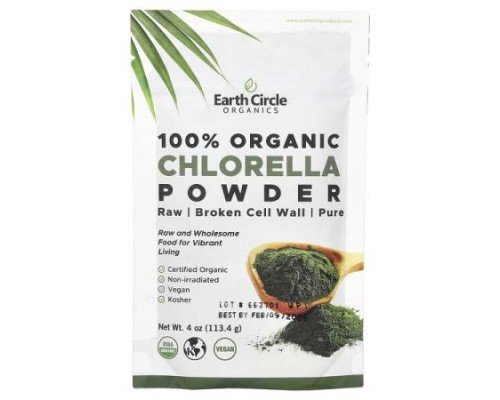 Earth Circle Organics, 100% Organic Chlorella Powder, 4 oz (113.4 g)