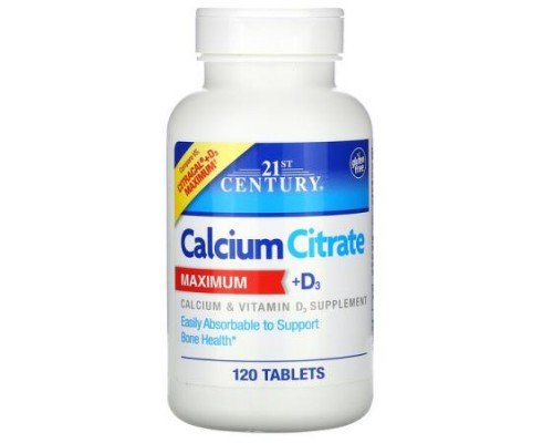 21st Century, Calcium Citrate Maximum + D3, 120 Tablets