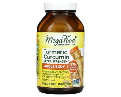 MegaFood, Turmeric Curcumin Extra Strength, Whole Body, 120 Tablets
