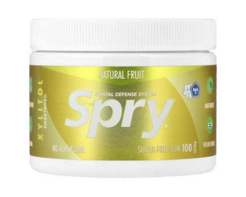 Xlear, Spry®, Sugar-Free Chewing Gum, Natural Fruit, 100 Pieces