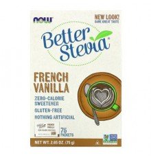 NOW Foods, BetterStevia, Zero Calorie Sweetener, French Vanilla, 75 Packets, (1 g) Each