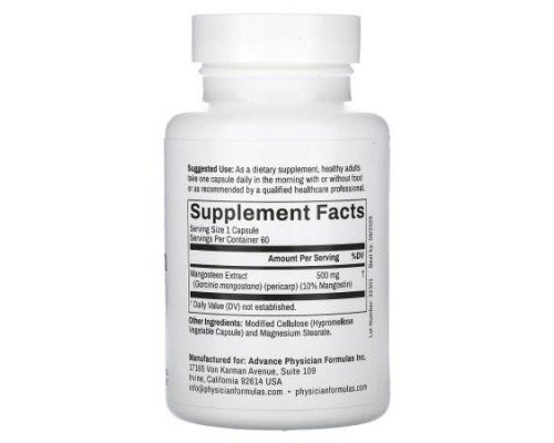 Advance Physician Formulas, Mangosteen, 500 mg, 60 Capsules