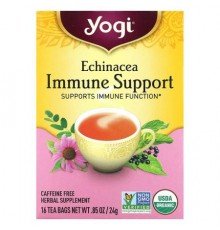 Yogi Tea, Echinacea Immune Support, Caffeine Free, 16 Tea Bags, 0.85 oz (24 g)