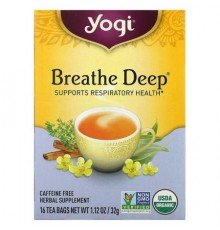 Yogi Tea, Breathe Deep, Caffeine Free, 16 Tea Bags, 1.12 oz (32 g)