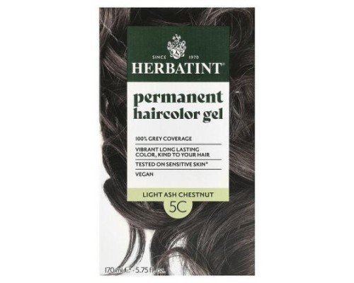 Herbatint, Permanent Haircolor Gel, 5C Light Ash Chestnut, 5.75 fl oz (170 ml)