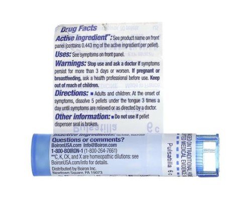 Boiron, Pulsatilla, 6C, Cold Relief, Approx 80 Pellets