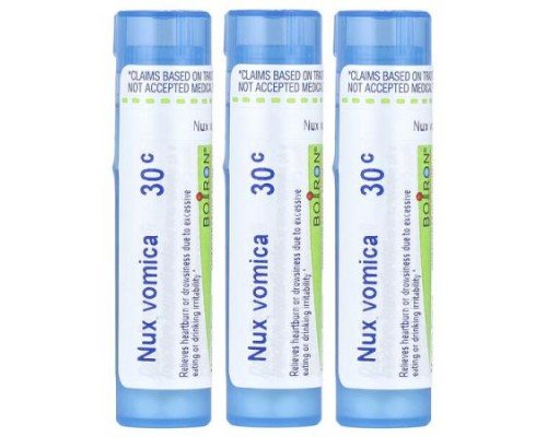 Boiron, Nux Vomica 30C, 3 Tubes, Approx 80 Pellets Each