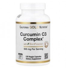California Gold Nutrition, Curcumin C3 Complex®  with BioPerine® Black Pepper Extract, Turmeric Curcumin Complex, Enhanced Bioavailablity, 120 Veggie Capsules